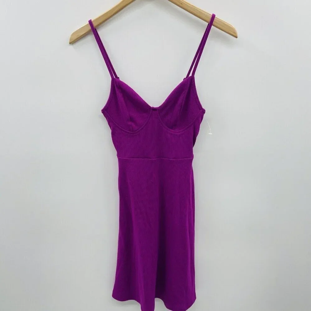 Wild Fable‎ Womens XXS Sleeveless Ribbed Knit Skater A-Line Dress Plum Purple
